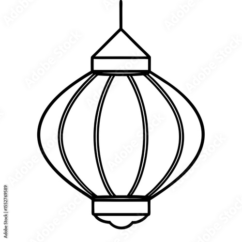 Minimalist Paper Lantern Line Art