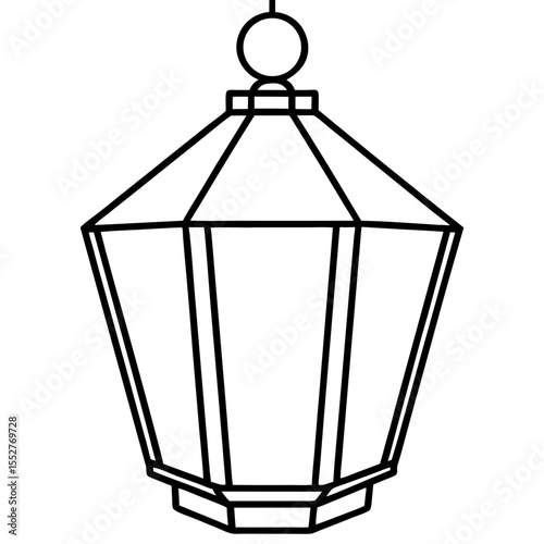 Minimalist Paper Lantern Line Art