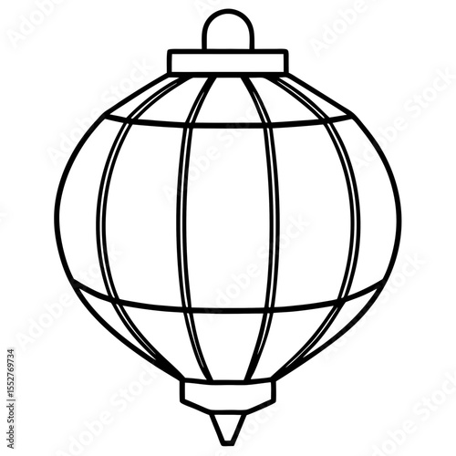 Minimalist Paper Lantern Line Art