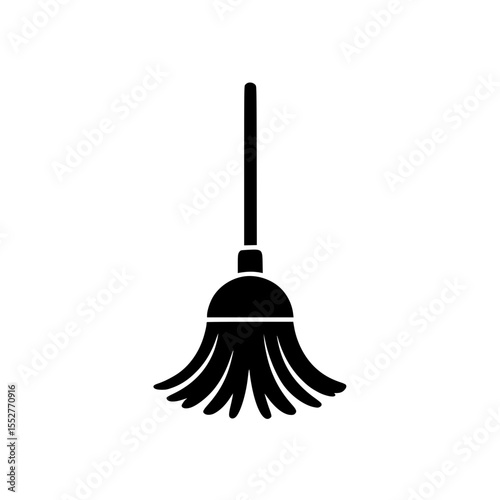 Black silhouette illustration of a mop