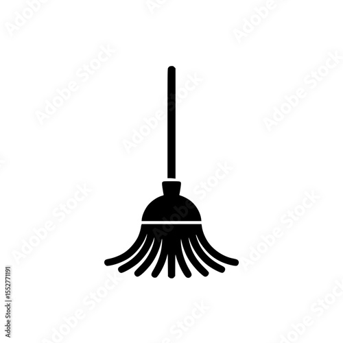 Black silhouette illustration of a mop