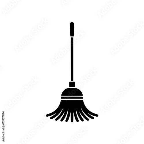Black silhouette illustration of a mop