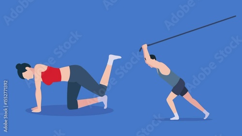young body builder couple yoga gym workout.