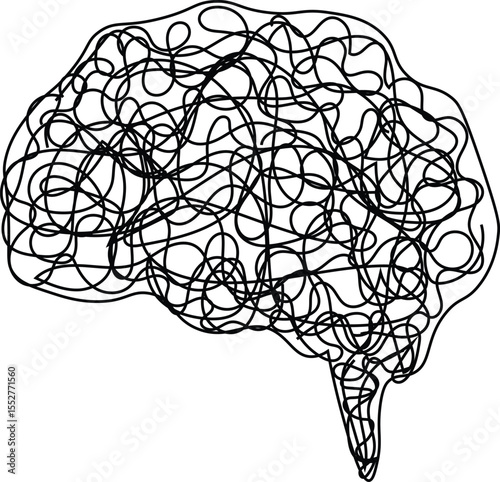 Tangled Lines Forming a Brain Shape