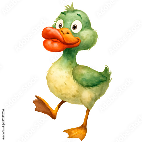 Happy cartoon duck character with bright colors and playful expression