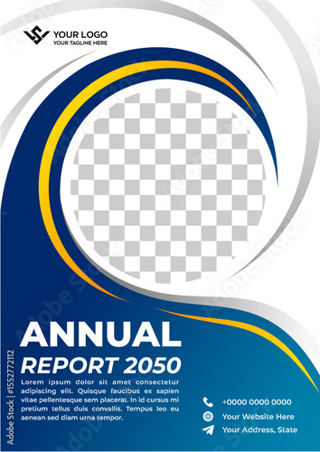 Abstract annual report cover design with circle frame