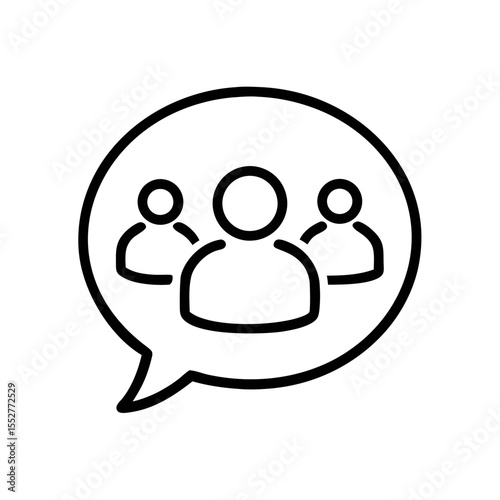 Group Chat Icon with Speech Bubble – Outline Communication and Team Discussion Symbol