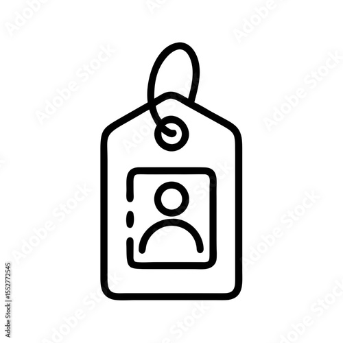 ID Badge Icon with Person Symbol – Outline Identification Tag Vector Illustration