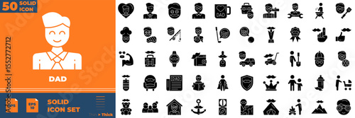 Dad Solid Editable Icons set. Vector illustration in modern thin solid style of dad icons: father, son, child, etc