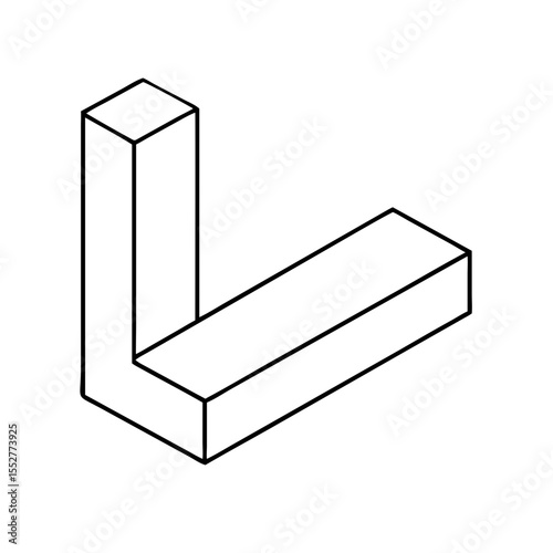 Isometric letter l in a minimalist style isolated on white background
