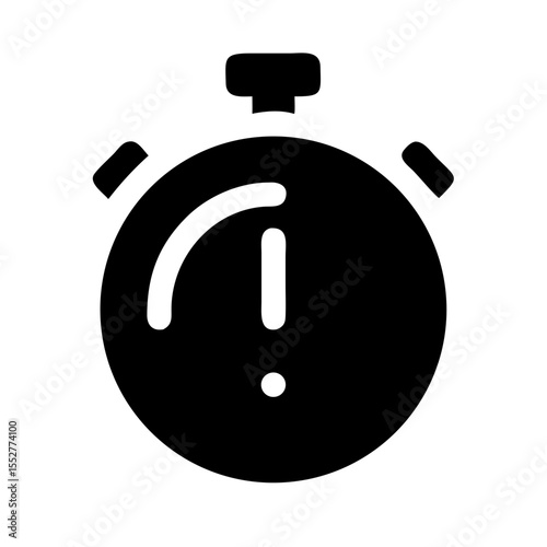 A stopwatch with an exclamation mark isolated on white background