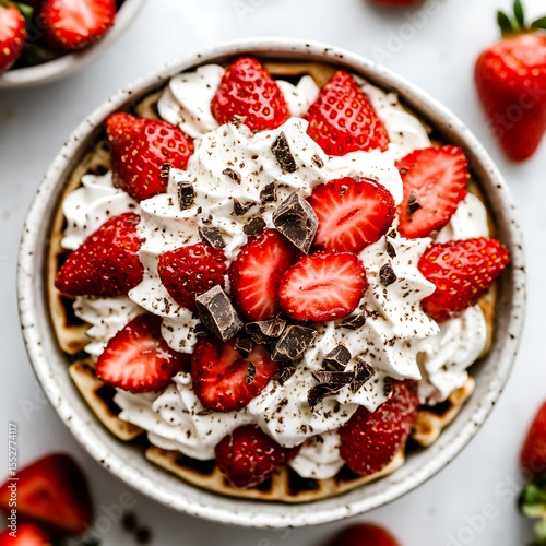 Wallpaper Mural Delightful waffle creation topped with fresh strawberries and whipped cream bliss Torontodigital.ca