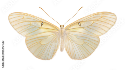 Delicate White and Gold Butterfly Wings on Transparent Background Showcasing Natural Elegance
