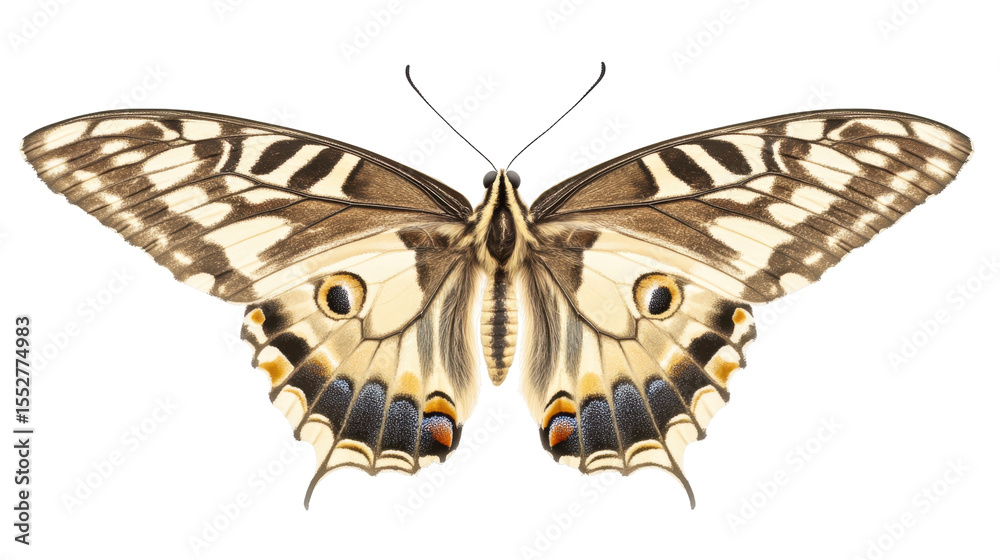 Fototapeta premium Detailed Close-Up of a Colorful Butterfly with Intricate Patterns on Transparent Background