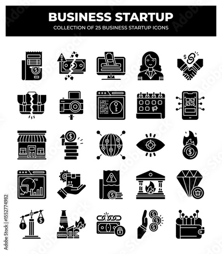 Collection of 25 Business Startup Icons: Guide to Starting a Successful Business