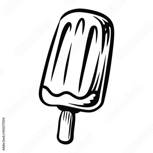 Black and white ice pop illustration popsicle frozen treat