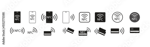 NFC icon . NFC payment with mobile phone, vector illustration