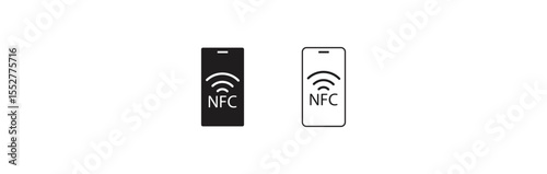 NFC icon . NFC payment with mobile phone, vector illustration