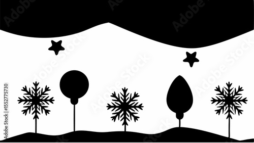 Midwinter Procession: Snow-Symbols March Beneath a Wavy Horizon, Beneath Stars that Watch but Never Speak