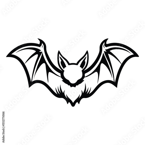 Black tribal bat silhouette with spread wings white