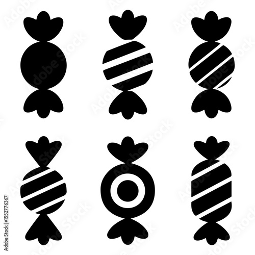Assortment of Wrapped Candies silhouette set on isolated