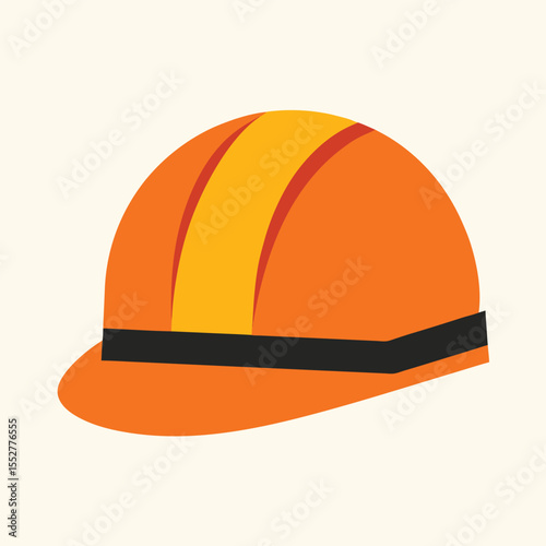 Orange construction hard hat with yellow and red stripes