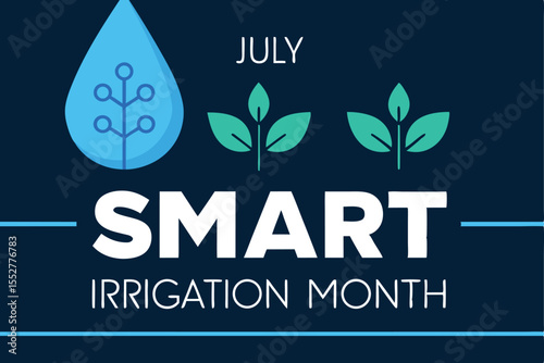 July Smart Irrigation Month water drop and leaves leaf