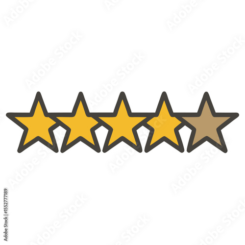 Four Yellow Stars and One Brown Star Rating Icon