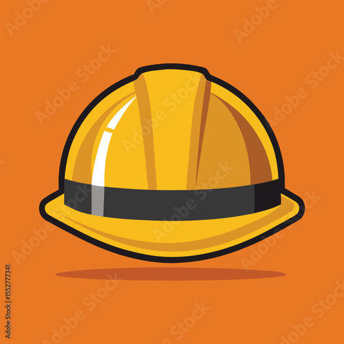Yellow hard hat with black band on orange background