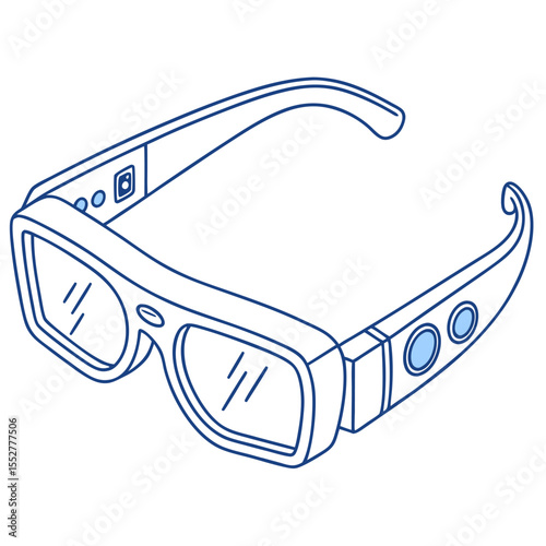 Smart Glasses Line Art Illustration Modern Eyewear Technology Design