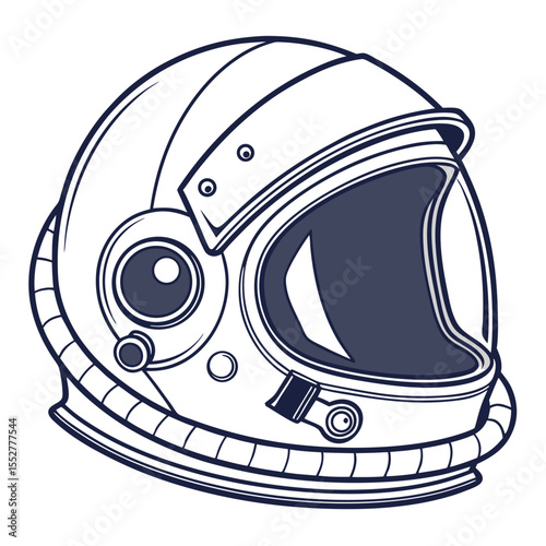 Astronaut Helmet Line Art Illustration Vintage Space Suit Headgear Design