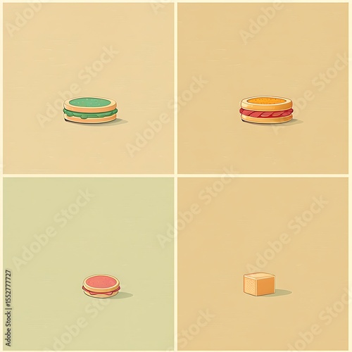 Wallpaper Mural Minimalist Macaron Set: Four Variations on a Cream-Colored Background Square Collage Torontodigital.ca
