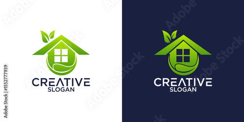 house leaf logo vector design