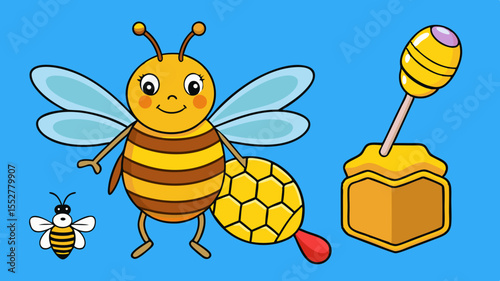 Adorable Bee and Honeycomb Illustration Sweet Honeycomb Design