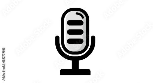 Vector Illustration of a Retro Microphone with Black Outline