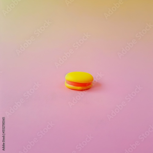 Wallpaper Mural Vibrant yellow macaron on a pink backdrop creating a simple and delightful composition Torontodigital.ca