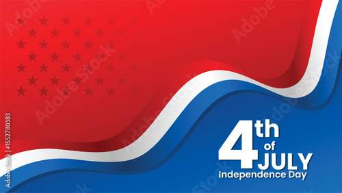 4th of july happy independence day red white banner design Free Vector