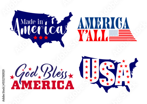 Vector set of graphic design 4th of july. Independnce day illustrattion Quotes and logo design. Vector Illustrate. Free Vector