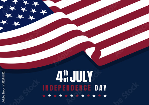 4th July background with American flag design Free Vector