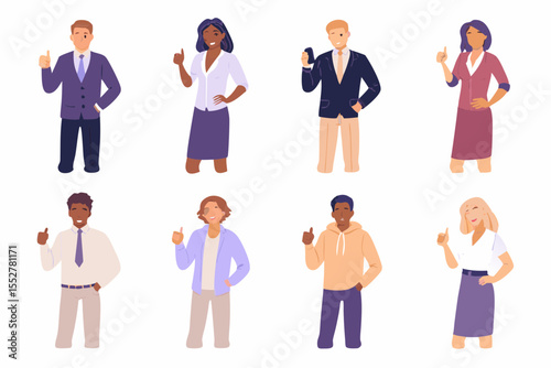 Diverse group of business people giving a thumbs up gesture of approval