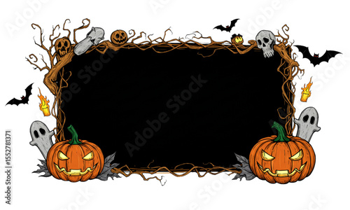 halloween frame with pumpkin