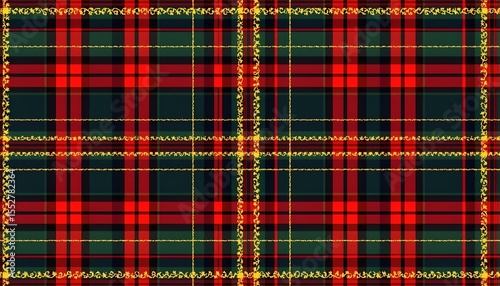 a plaid pattern with alternating black and red colors, showcasing a classic tartan design