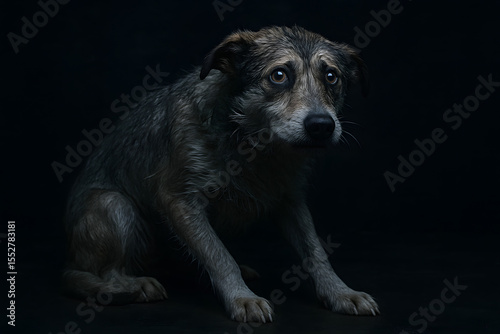 Lonely Soul: A heartbreaking portrait of a forlorn dog, its eyes filled with sadness, captures the essence of loneliness and yearning in the depths of solitude.