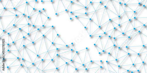 connected dot with blue line .many squares and rectangle shapes .Internet connection network high digital technology with connecting points and dot 