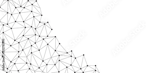 Technology abstract white digital background of connected dot with black line .many squares and rectangle shapes .Internet connection network high digital technology with connecting points and