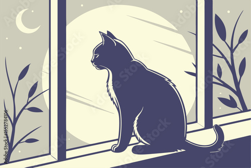 Silhouette Serenity: Cat at Rest