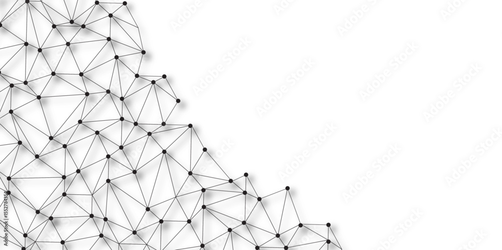 Technology abstract white digital background of connected dot with black line .many squares and rectangle shapes .Internet connection network high digital technology with connecting points and