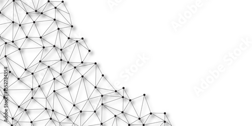 Technology abstract white digital background of connected dot with black line .many squares and rectangle shapes .Internet connection network high digital technology with connecting points and