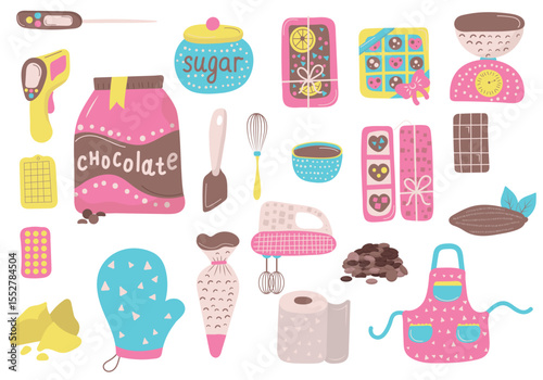 set of Handmade chocolate vector illustrations on the white background.