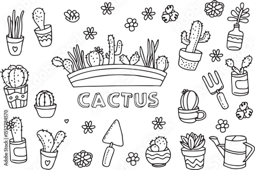 Cactus and Succulent Plants Doodle Collection – Desert, Floral, Nature, Botanical, Pot Plants, Hand-Drawn